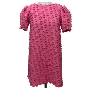 Zara Girl Pink Puff Sleeve Textured Kids Dress 14Y